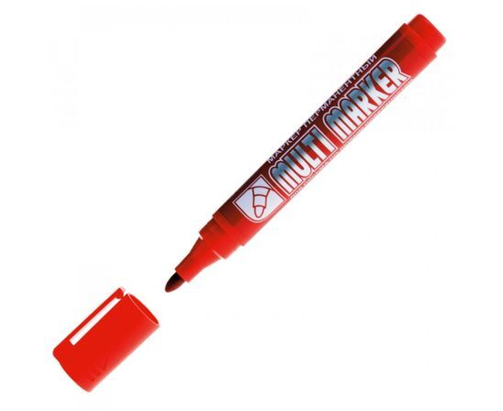 Маркер перманентный Crown "Multi Marker" красный, пулевидный, 3мм, 3 шт.