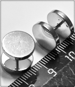 Стальные пусеты 12мм для пирсинга ушей (имитация тоннелей)
