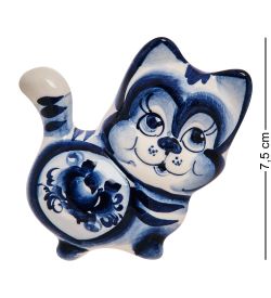 ГЛ- 679 Магнит «Кот-Фантик» (Гжельский фарфор)