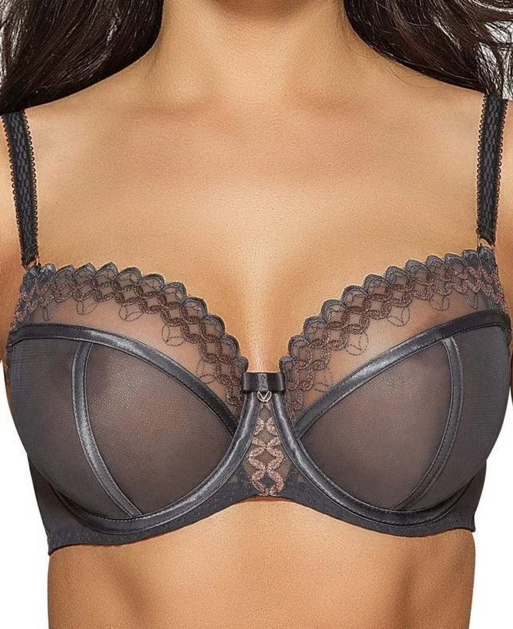 Бюстгальтер с мягкой, расшитой люрексом чашкой (Размер: 90F) (Цвет: серый)