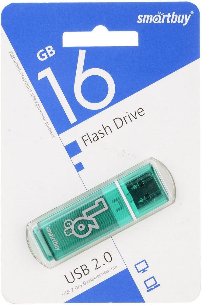 USB карта памяти 16ГБ Smart Buy Giossy (зелёный)