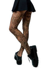 Колготки с принтом в виде граффити (Размер: S-M-L) (Цвет: бежевый)