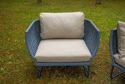 "Фиджи" лаунж-зона 5-местная плетеная из роупа (веревки), каркас алюминиевый темно-серый, роуп синий (KT18-014)