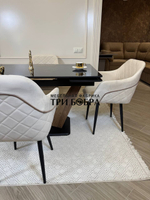 Кухонный раскладной стол "Вирджиния" , черный мрамор и 4 стула ШЕЛЛ