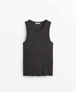 Oysho Топ без рукавов в рубчик, темно-свинцовый