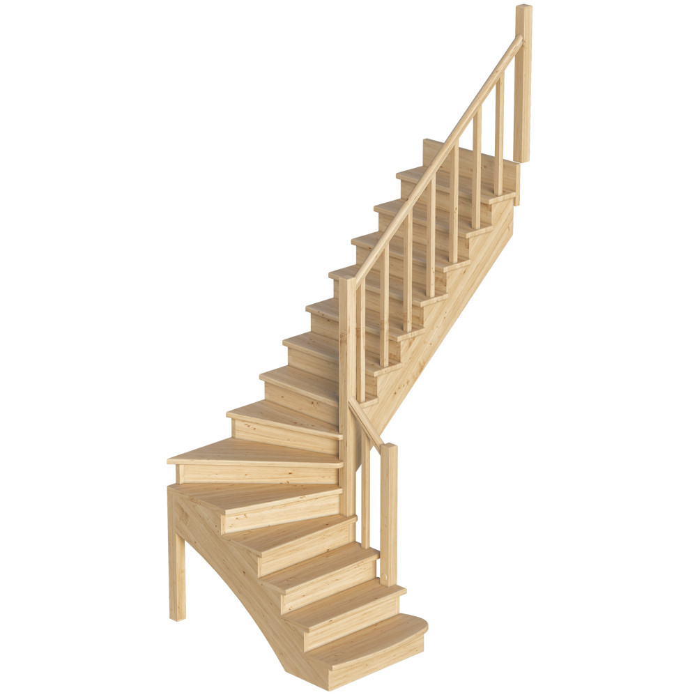 Лестница на второй этаж К-001м/2 Правая c подступенками