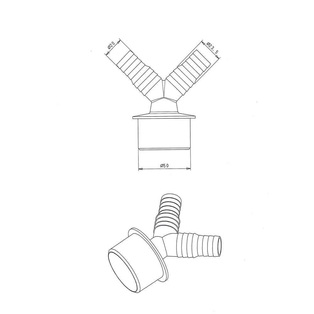 50 Адаптер для подключения слива быт/техники V-образный (20*23)
