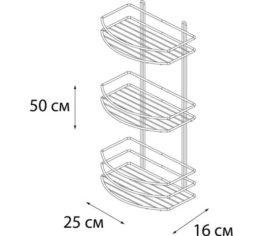 Полка овальная трехэтажная черная FX-720B-3