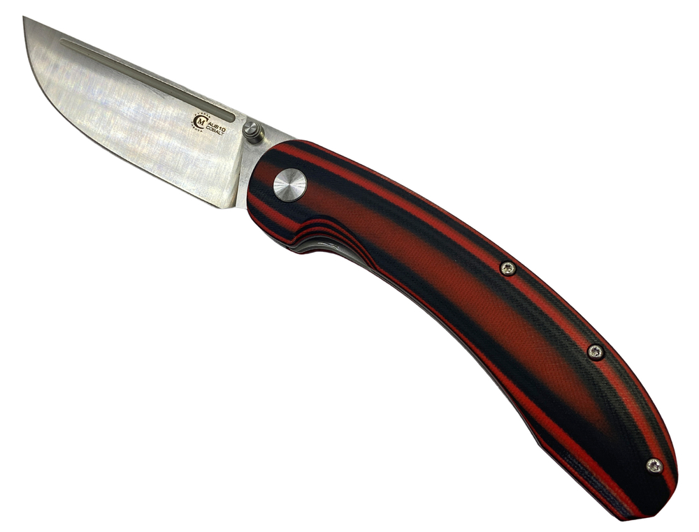 Нож складной Кузница Семина "Тунгус", сталь AUS10, рукоять G10 черно-красная