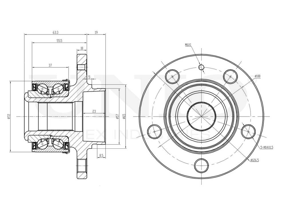 Ступица передняя (с ABS) UNIO HUB-20002