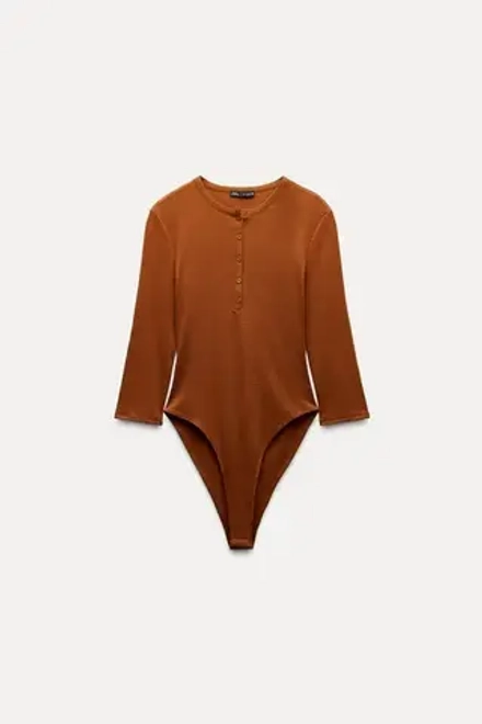 ZARA БОДИ В РУБЧИК, ЧЕРЕПИЧНЫЙ