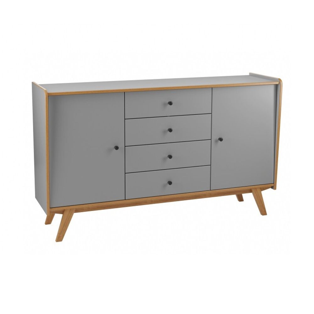 Тумба «Винтаж» 2 двери 4 ящика серый лак 7042/браун