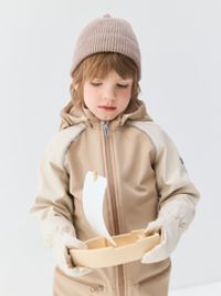 Комбинезон Softshell Колор-блок "Латте" с варежками 0+