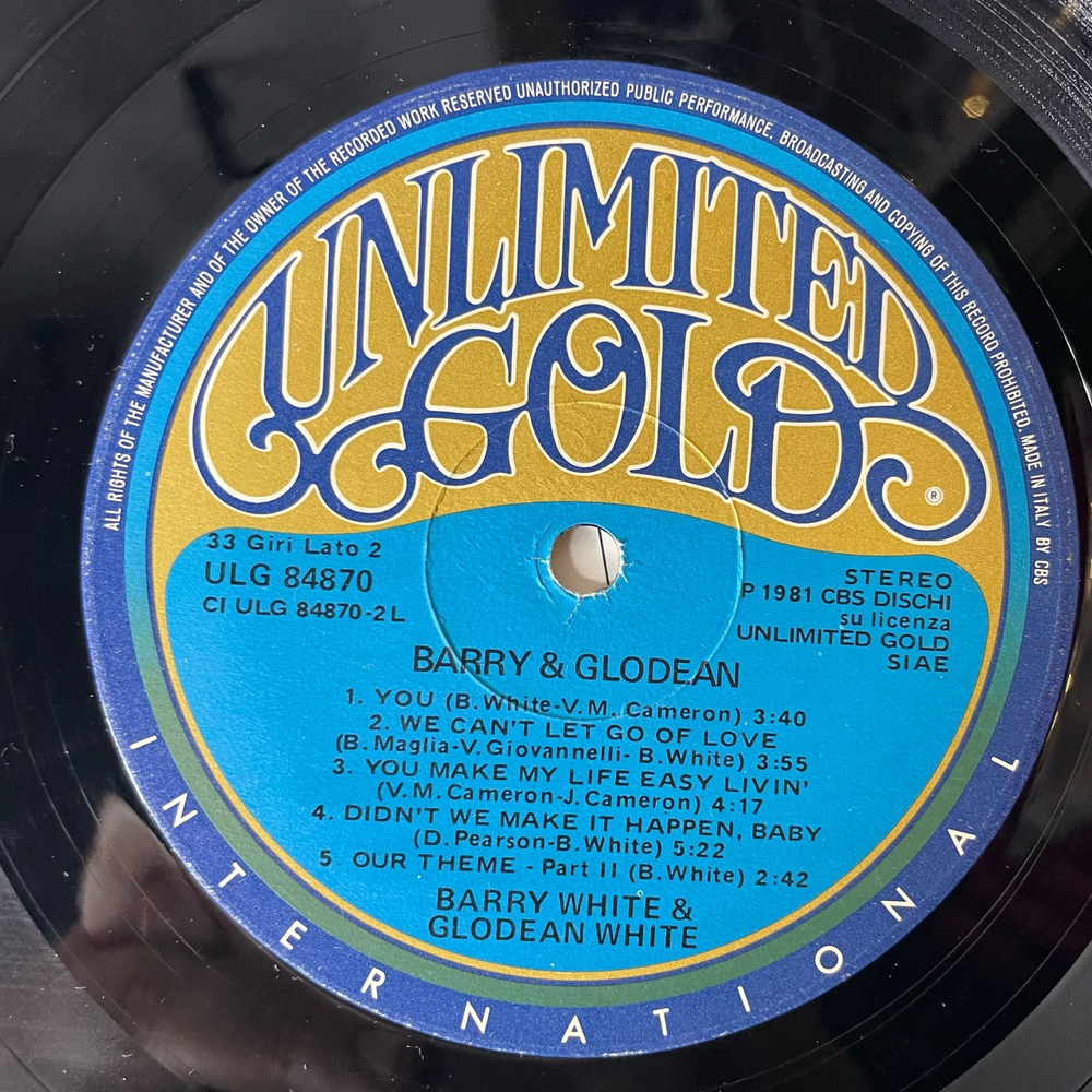 Винтажная виниловая пластинка LP Barry White And Glodean White, Barry and Glodean (Италия 1981)