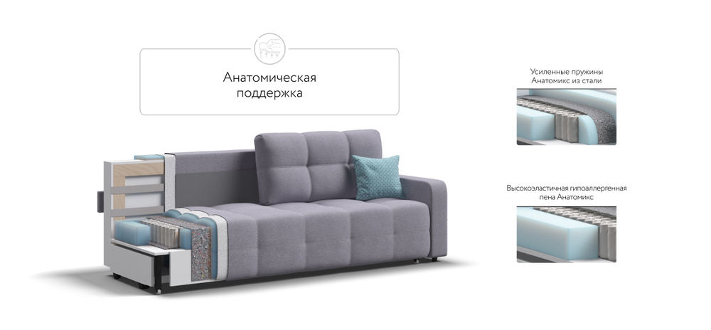 Диван Денди рогожка Мальмо платина