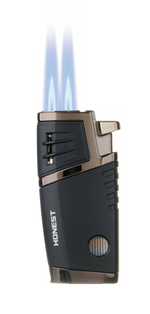 Зажигалка сигарная Honest, двойное пламя, с пробойником, чёрная 754-Black