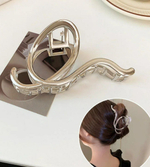 Заколка-краб. Краб  "Петля".  Для всех типов волос. Заколка металлическая Усиленная. Цвет "Серебро"