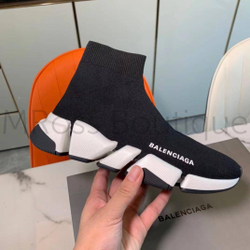 Кроссовки носки Balenciaga Speed 2.0 sock Баленсиага черные на белой подошве премиум класса