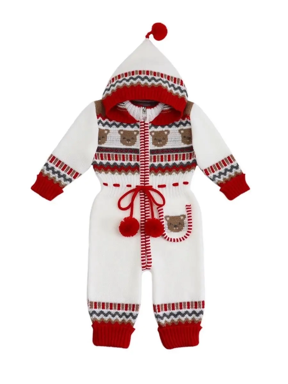 Вязаный комбинезон для новорожденных и малышей на молнии
