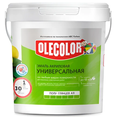 Эмаль акриловая универсальная полуглянцевая черный (9005) 3кг OLEKOLOR