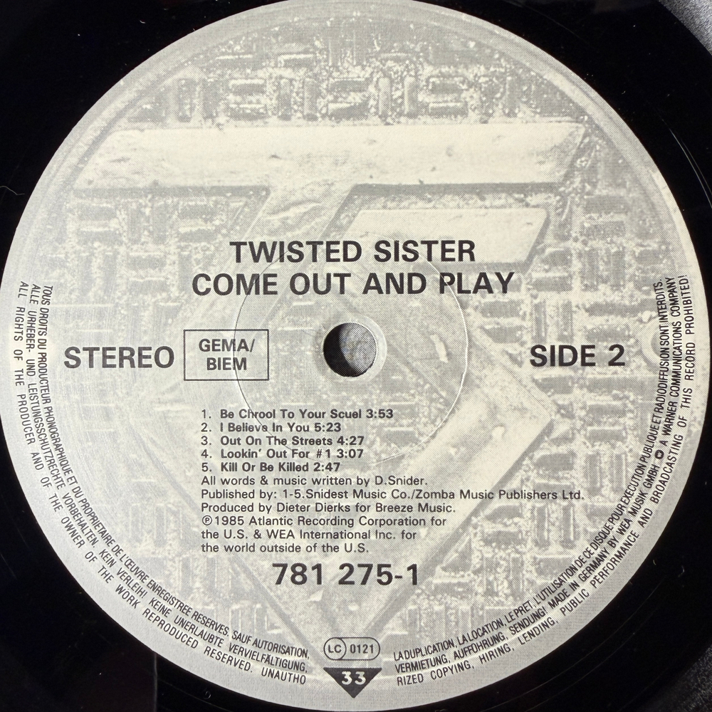 Виниловая пластинка Twisted Sister ‎– Come Out And Play LP