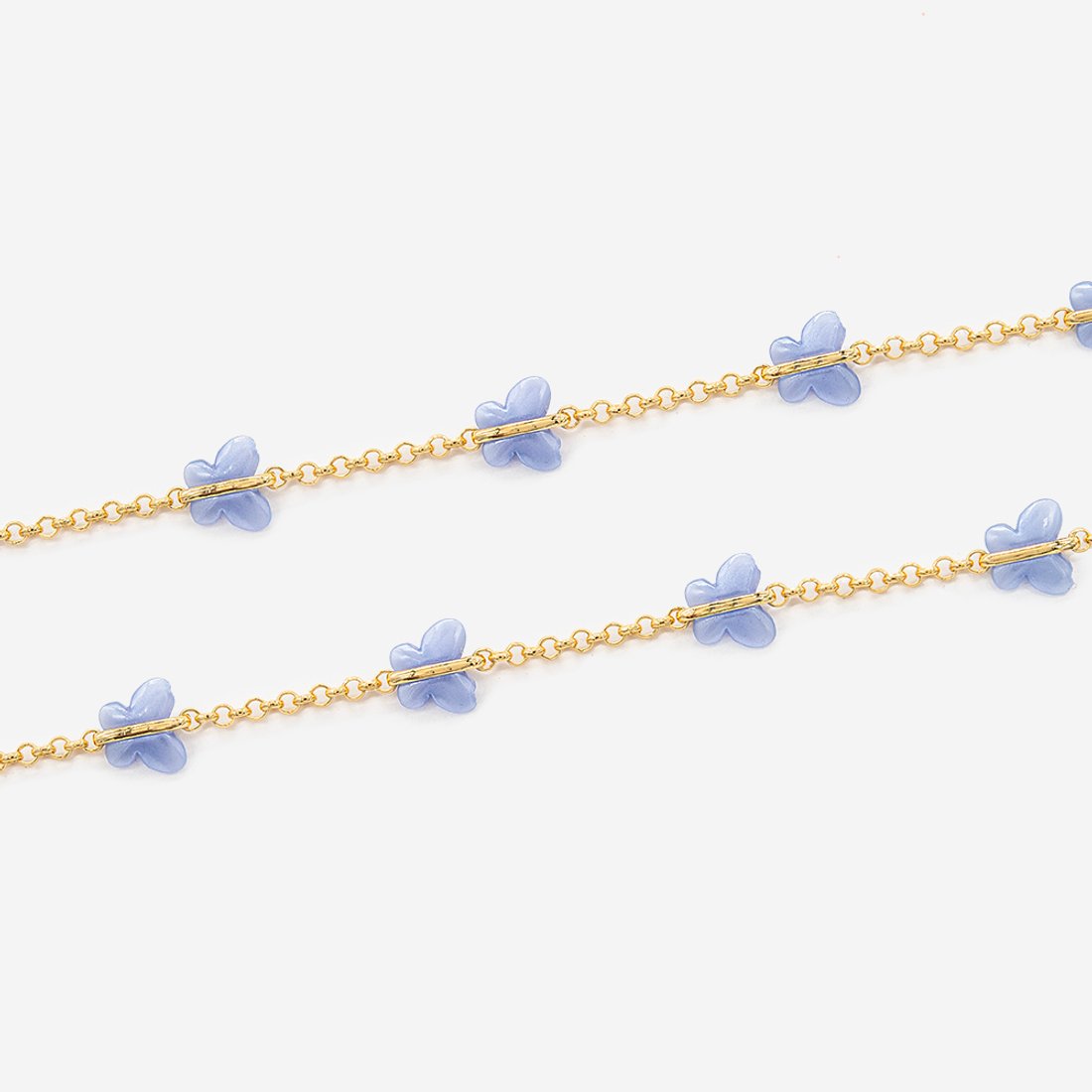 Цепь "Голубые Бабочки", звено 2,5мм, позолота