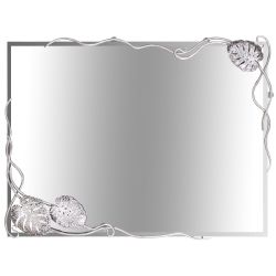 Зеркало настенное Monstera Deliciosa (Монстера) прямоугольное 80х60 Античное серебро