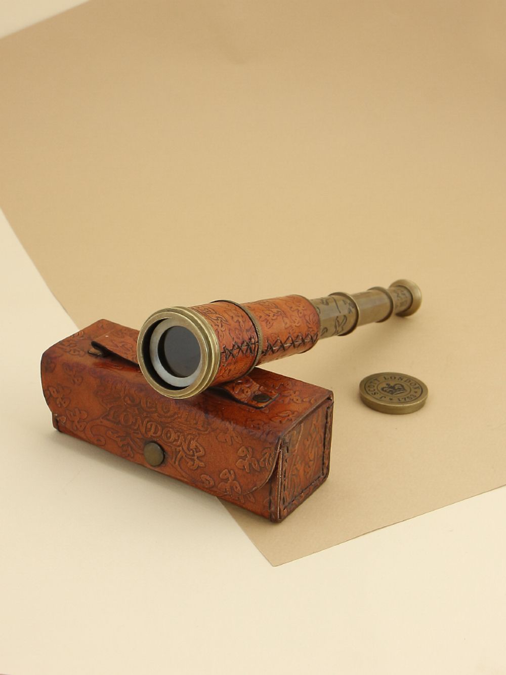 Nautical Подзорная труба в кожаном футляре