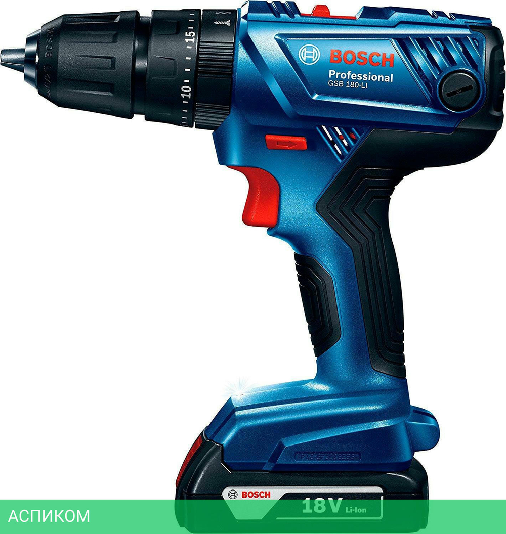 Дрель-шуруповерт Bosch GSB 180-LI Professional с 2-мя АКБ, кейс (0.601.9F8.307)