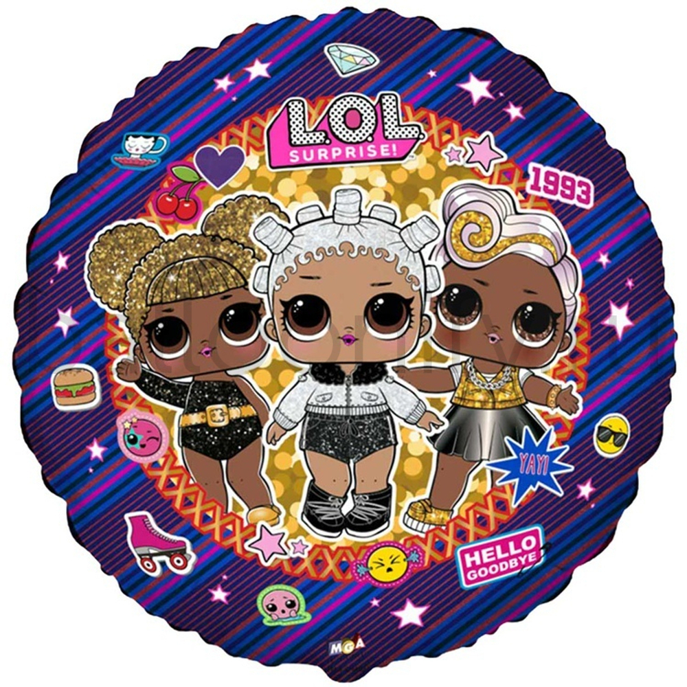 Фольгированная фигура, круг, Куклы ЛОЛ/FM,18"/46СМ
