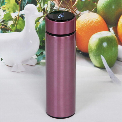 Термос 500мл «Стиль» с датчиком температуры и ситом, розовый перламутр