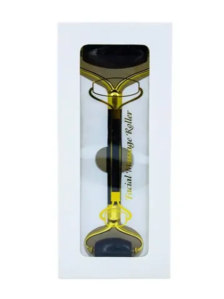 GUASHA - РОЛЛЕР (14х5,5см) НЕФРИТОВЫЙ С ОЦИНКОВАННОЙ ФУРНИТУРОЙ ANTI-AGING FACIAL MASSAGE GIFT SET (BLACK), 1 ШТ.