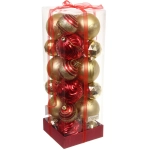 Набор шаров «Winter miracle» 7 см + 5 см (24 предмета), Красный/Золото