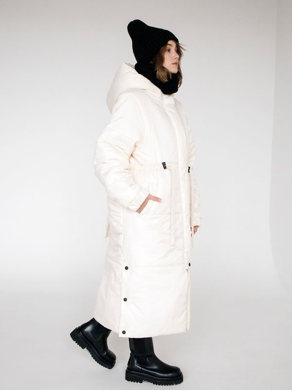 Пуховик зимний женский молочный - фото 7
