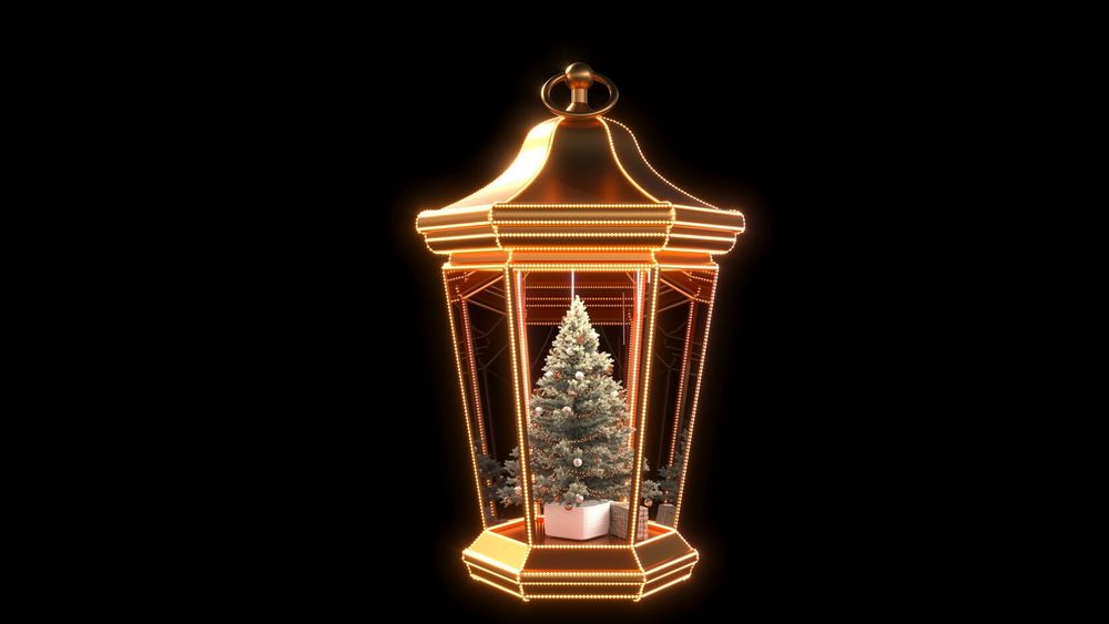 большой Фонарь с елкой внутри