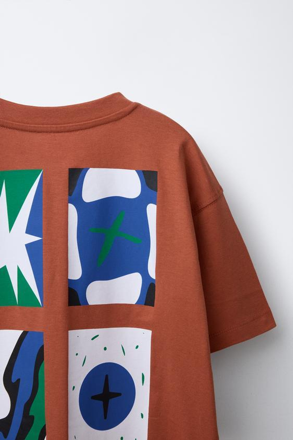 ZARA ФУТБОЛКА С НАДПИСЬЮ, ЧЕРЕПИЧНЫЙ