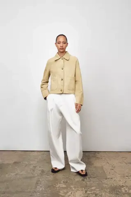 ZARA КУРТКА ИЗ 100% ЗАМШИ, ЦВЕТ СЛИВОЧНОГО МАСЛА