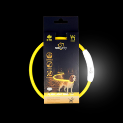 Ошейник для собак светящийся, желтый DUVO+