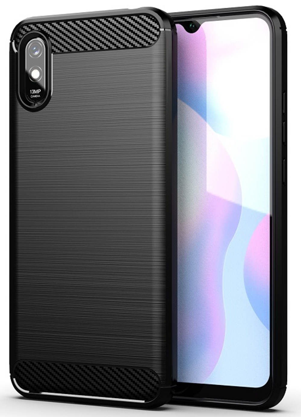 Чехол на телефон Xiaomi Redmi 9a черного цвета, серии Carbon от Caseport