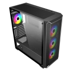 Компьютерный корпус FSP CMT591A, Без БП, 2xUSB3.0, 4xFAN120 ARGB, Tempered Glass, Black, E-ATX