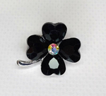 Брошь. Брошка. Клевер-четырехлистник — символ удачи. Цвет черный