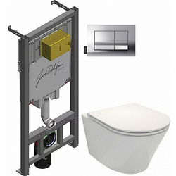 Унитаз c инсталляцией Jacob Delafon Rodin+, сиденье тонкое микролифт, клавиша хром E21749RU-00