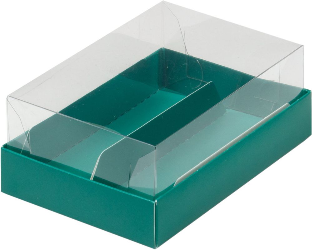 Упаковка для эклеров и пирожных, 5 ячеек, с прозрачным куполом, 135х90х50 мм, зелёная