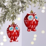 Елочные игрушки «Brilliant Owl» 8 см (набор 2 шт), Красный