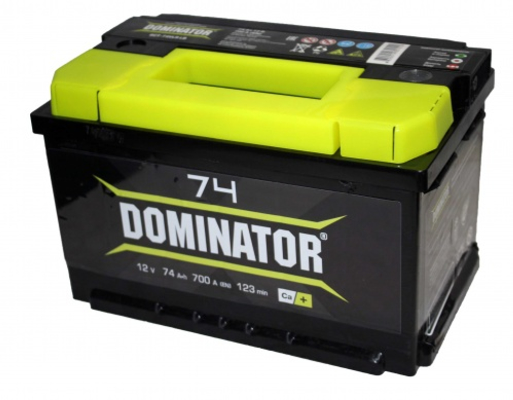Аккумулятор 6СТ-74 А.ч., о.п., (LBR) низкий  Dominator