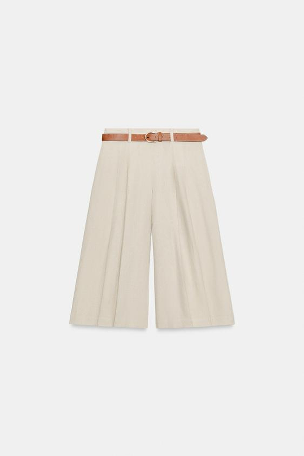 ZARA ДЛИННЫЕ ШОРТЫ С РЕМНЕМ, СВЕТЛО-БЕЖЕВЫЙ