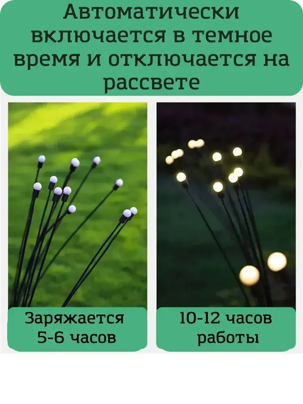 Декоративный садовый светильник на солнечной батарее 2шт.