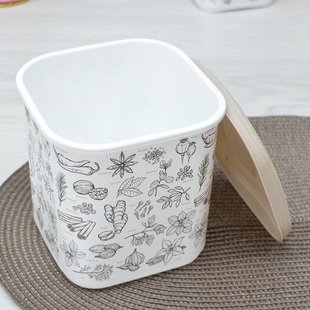 Емкость для сыпучих продуктов 1,8л с декором (бежевый) 455410