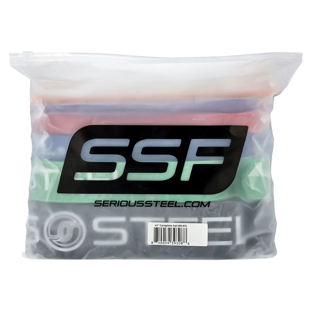 Serious Steel Fitness, Ремешок для сопротивления 41 дюйм, полный набор, набор из 6 предметов