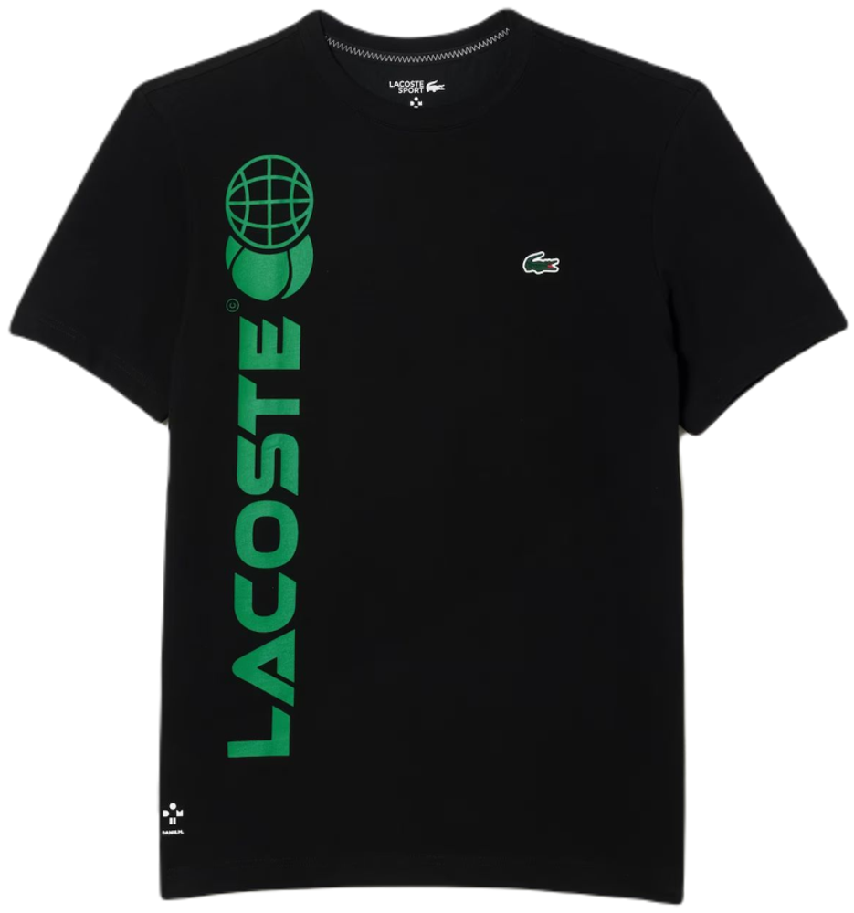 Мужская теннисная футболка LacosteTennis x Daniil Medvedev Regular Fit T-Shirt - black/green